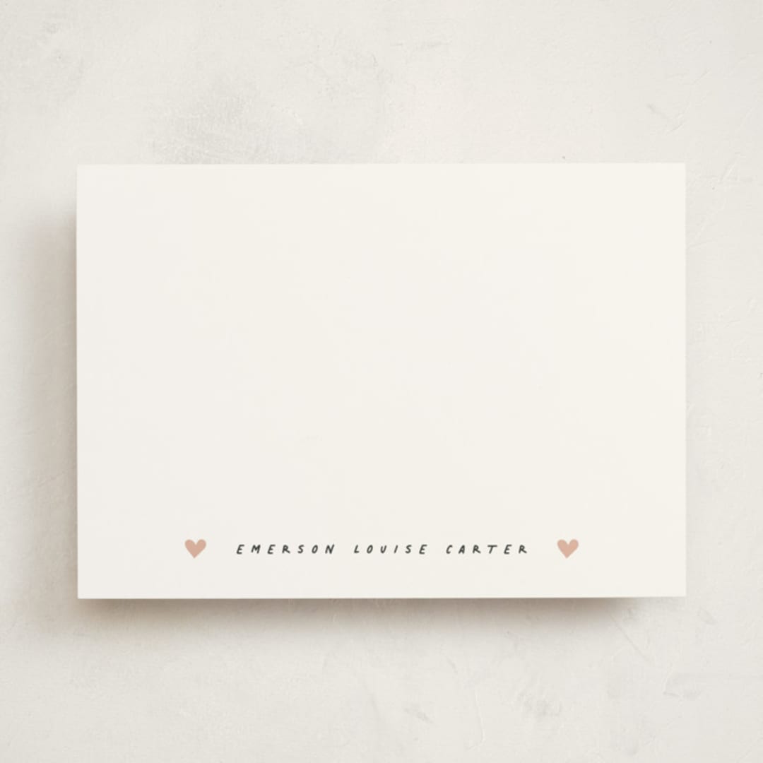 "Heart banner" - Personalized Stationery Cards in Rose by Stacey Meacham - Front