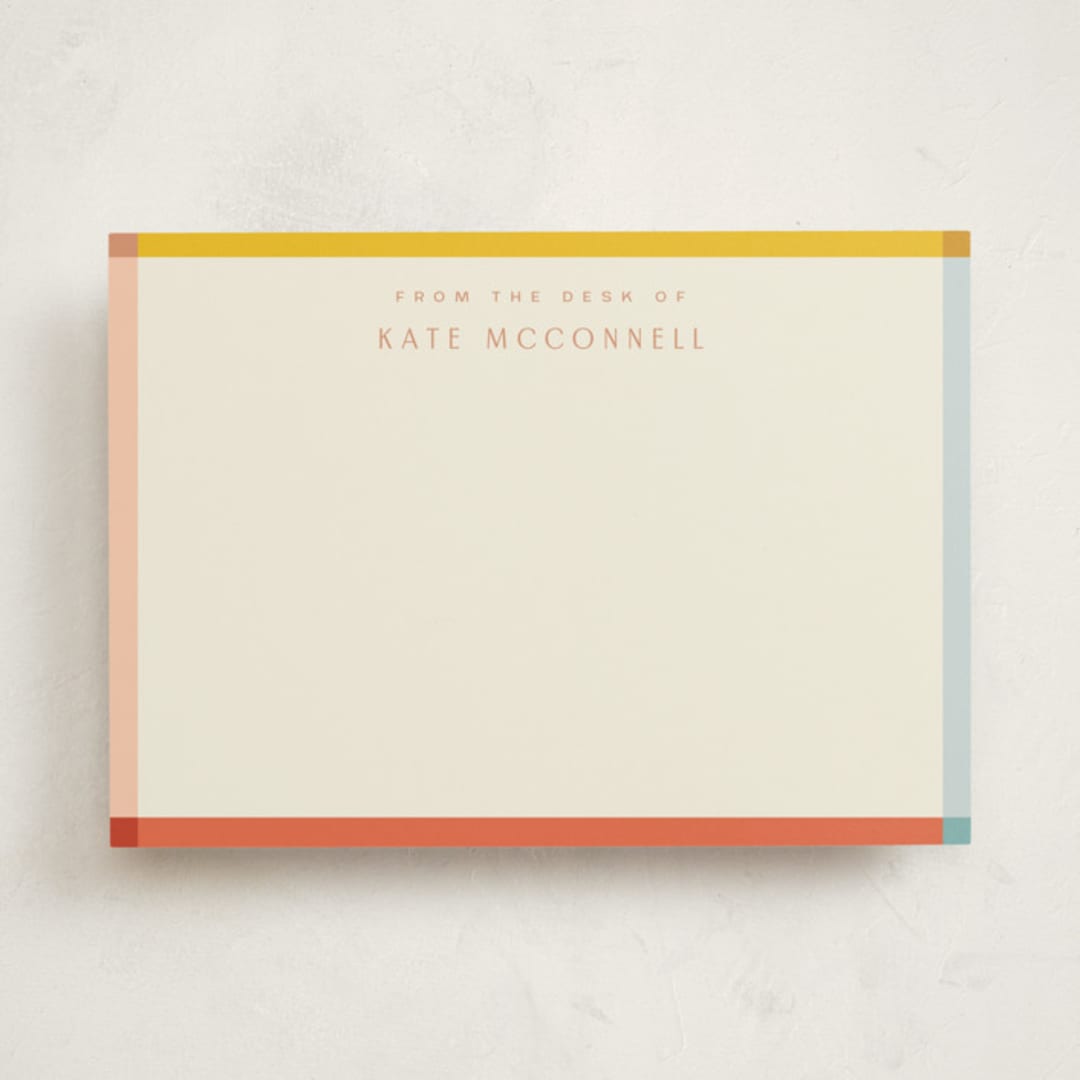 "Edge" - Personalized Stationery Cards in Coral by Ellen Schlegelmilch - Front