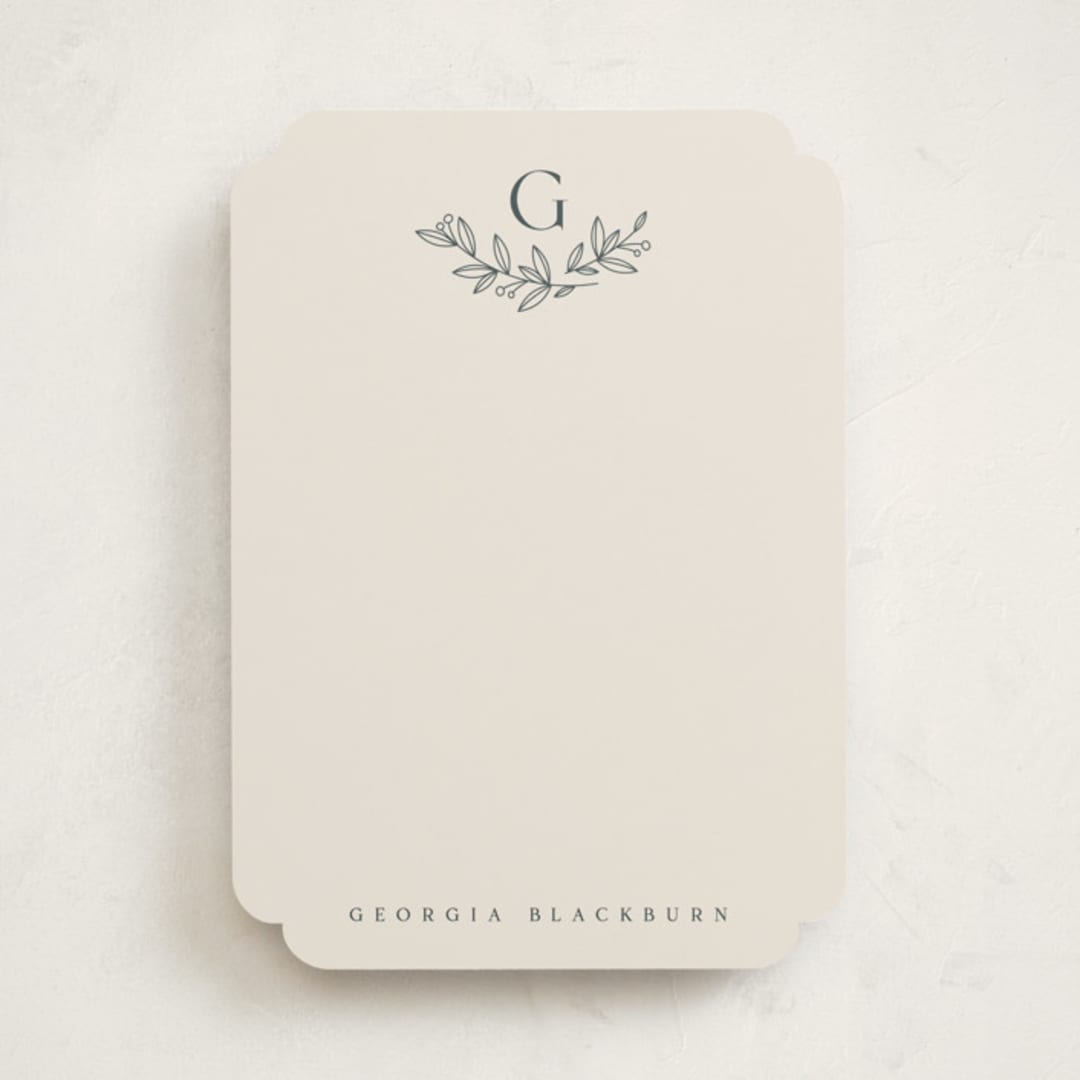 "Lined Laurels" - Personalized Stationery Cards in Midnight by Jessica Williams - Front