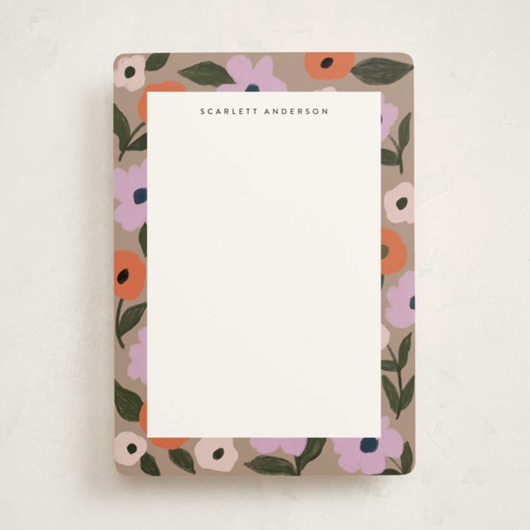"Poppies" - Personalized Stationery Cards in Latte by Cass Loh - Front