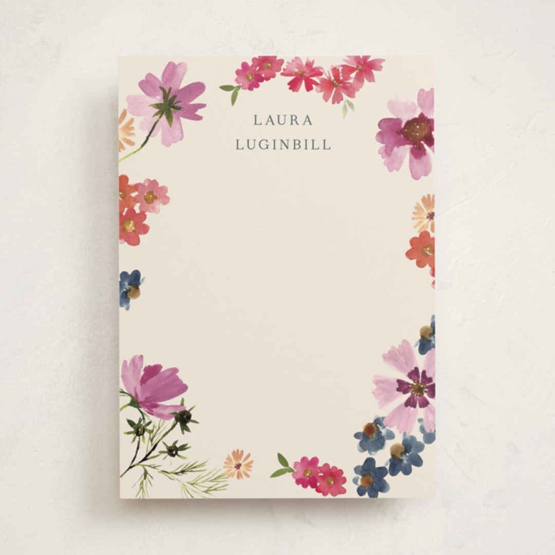 "Wildflowers" - Personalized Stationery Cards in Peony by Alethea and Ruth - Front