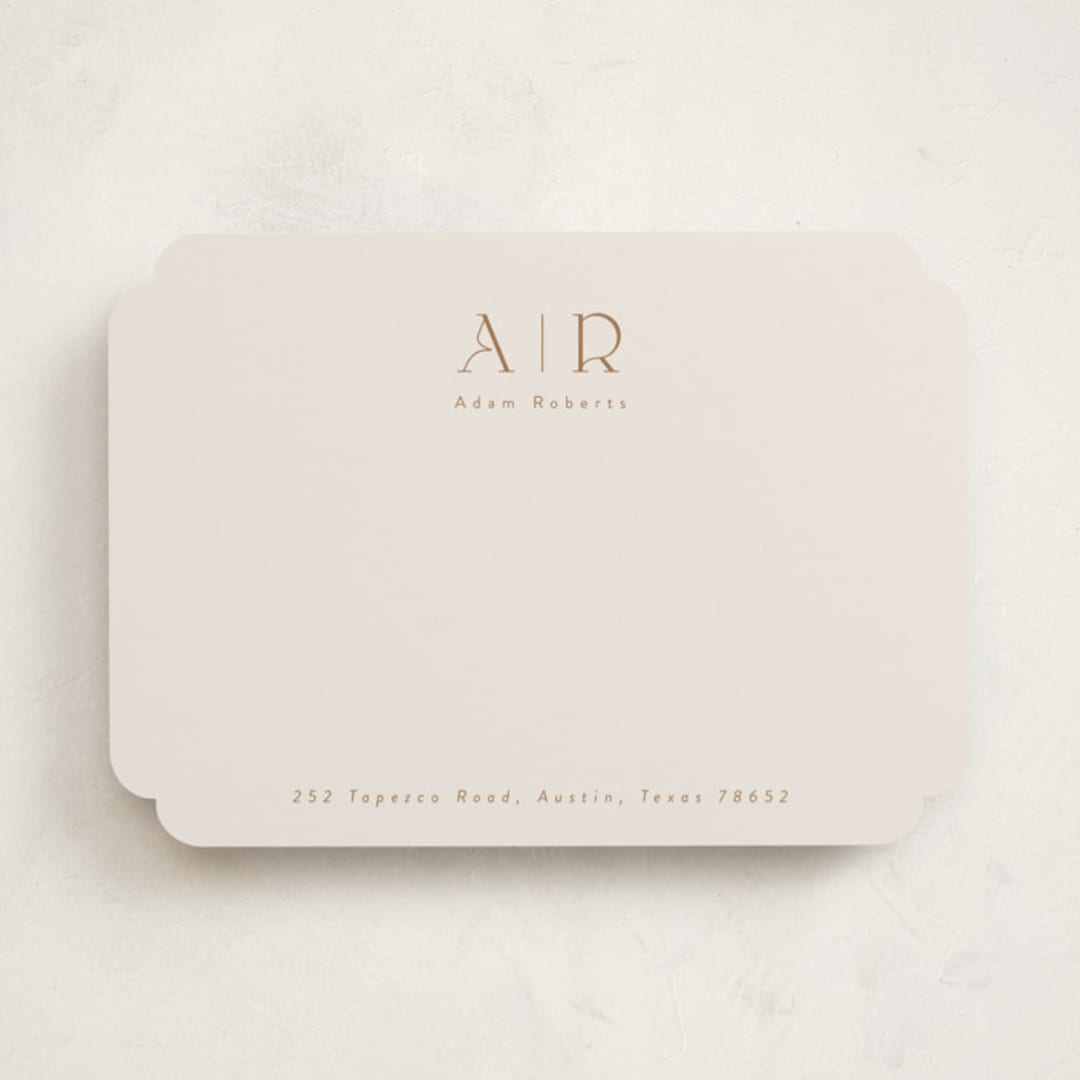 "Minimal Flair" - Personalized Stationery Cards in Rust by Tamara Hilje - Front