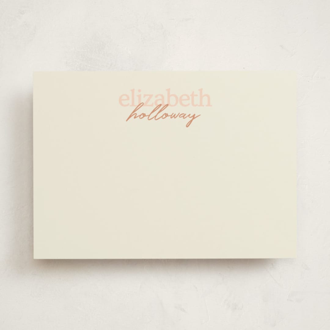 "Stacked Names" - Personalized Stationery Cards in Salmon by Ellen Schlegelmilch - Front