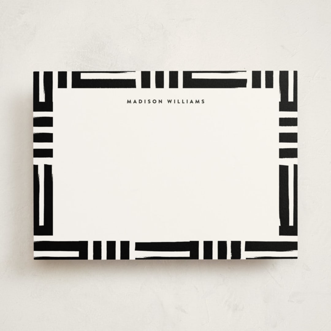 "Block Stripes" - Personalized Stationery Cards in Coal by Robert and Stella - Front