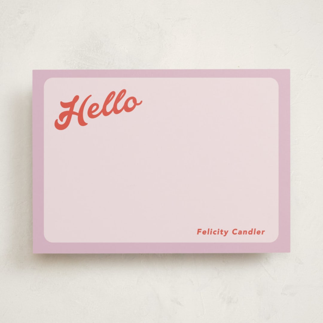 "Curves" - Personalized Stationery Cards in Lilac by Morgan Kendall - Front