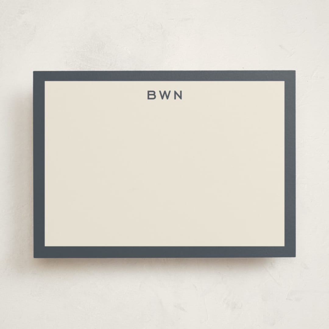 "Tailor" - Personalized Stationery Cards in Slate by Megan Davis - Front