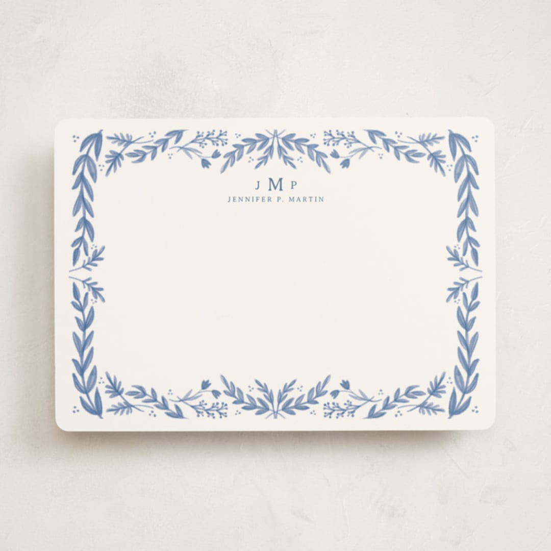 "Framed in Floral" - Personalized Stationery Cards in Delft by Heather Cairl - Front