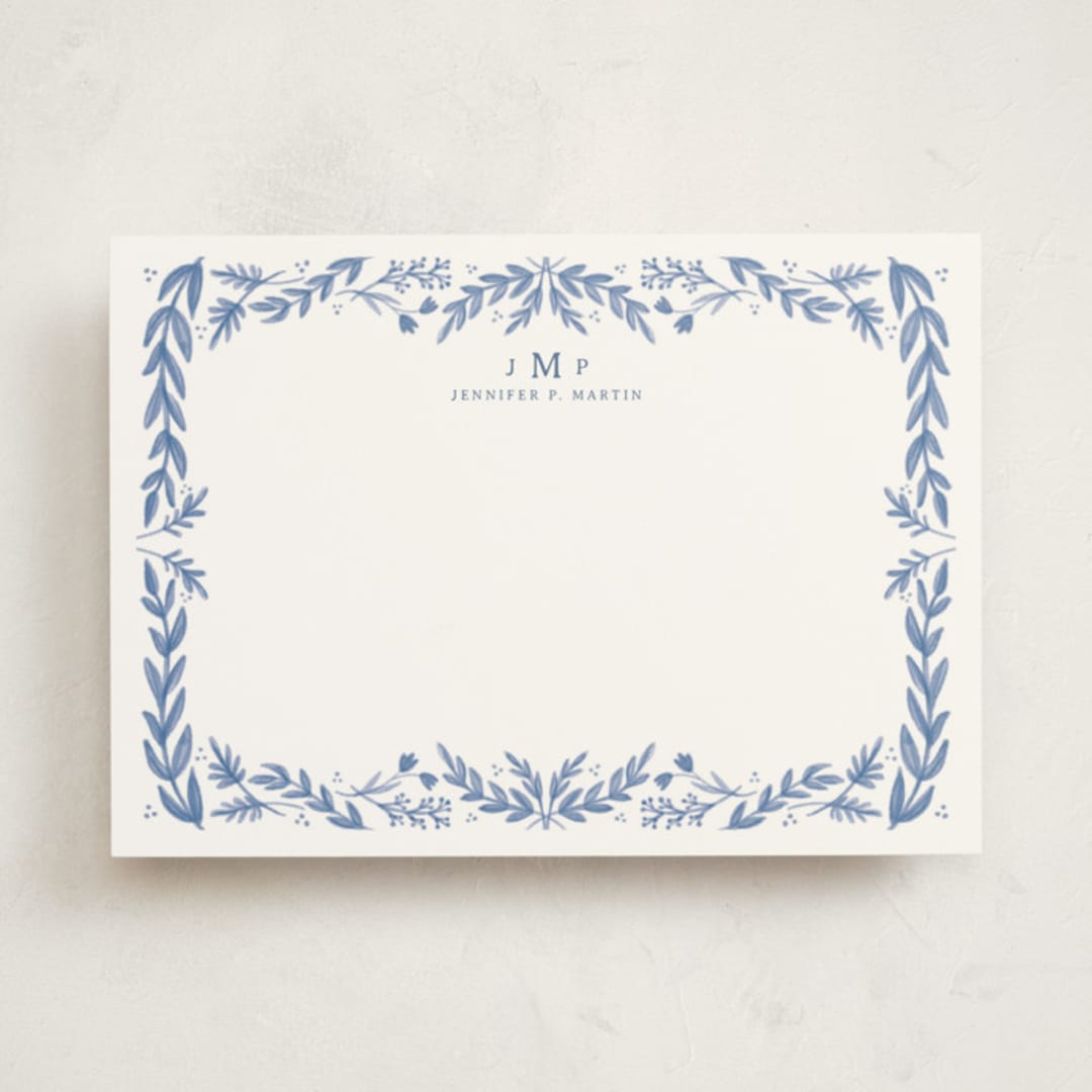 "Framed in Floral" - Personalized Stationery Cards in Delft by Heather Cairl - Front