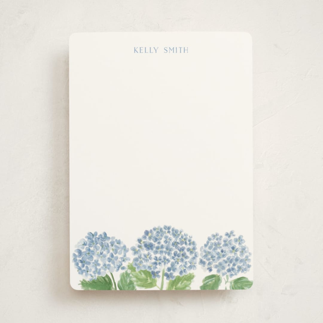 "Hydrangea Love" - Personalized Stationery Cards in Sky by Lydia Carns - Front