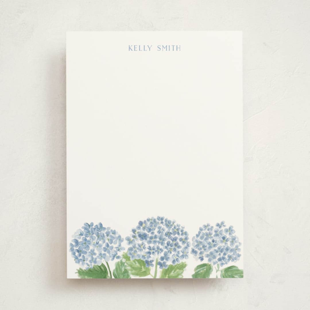 "Hydrangea Love" - Personalized Stationery Cards in Sky by Lydia Carns - Front