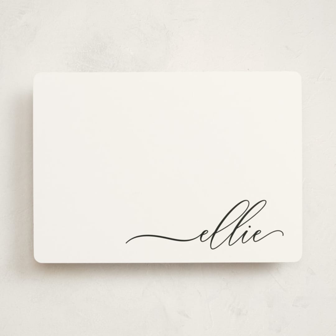 "Pretty Script" - Personalized Stationery Cards in Noir by Lori Wemple - Front