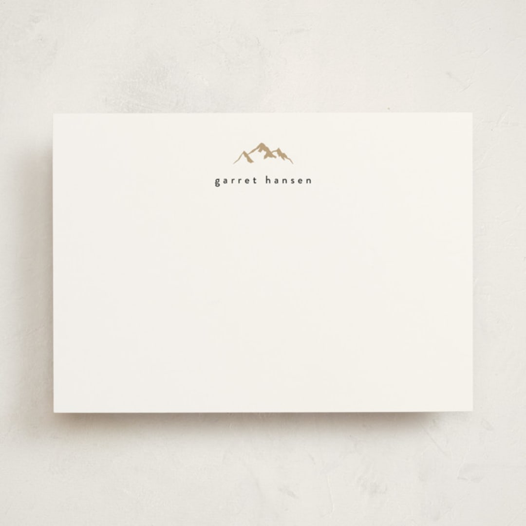 "Minimal Mountain" - Personalized Stationery Cards in Snow by Amy Payne - Front