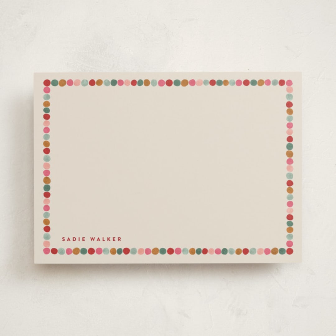"Pom Poms" - Personalized Stationery Cards in Sugar Cookie by Joanna Griffin - Front