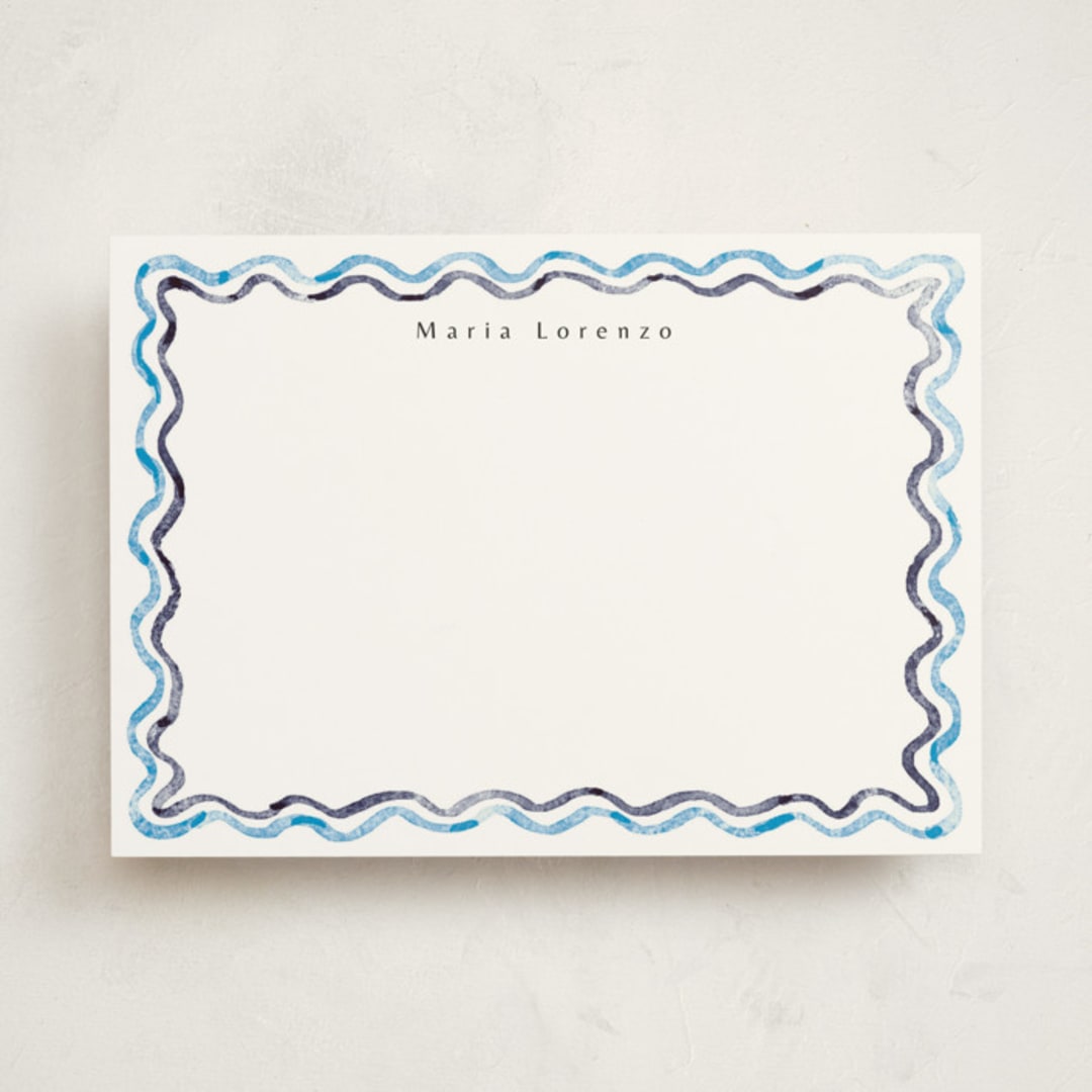 "watercolor wavy border" - Personalized Stationery Cards in Ocean by Cass Loh - Front
