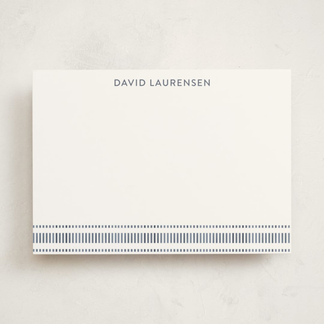 "Lineas" - Personalized Stationery Cards in Denim by Tamara Hilje - Front