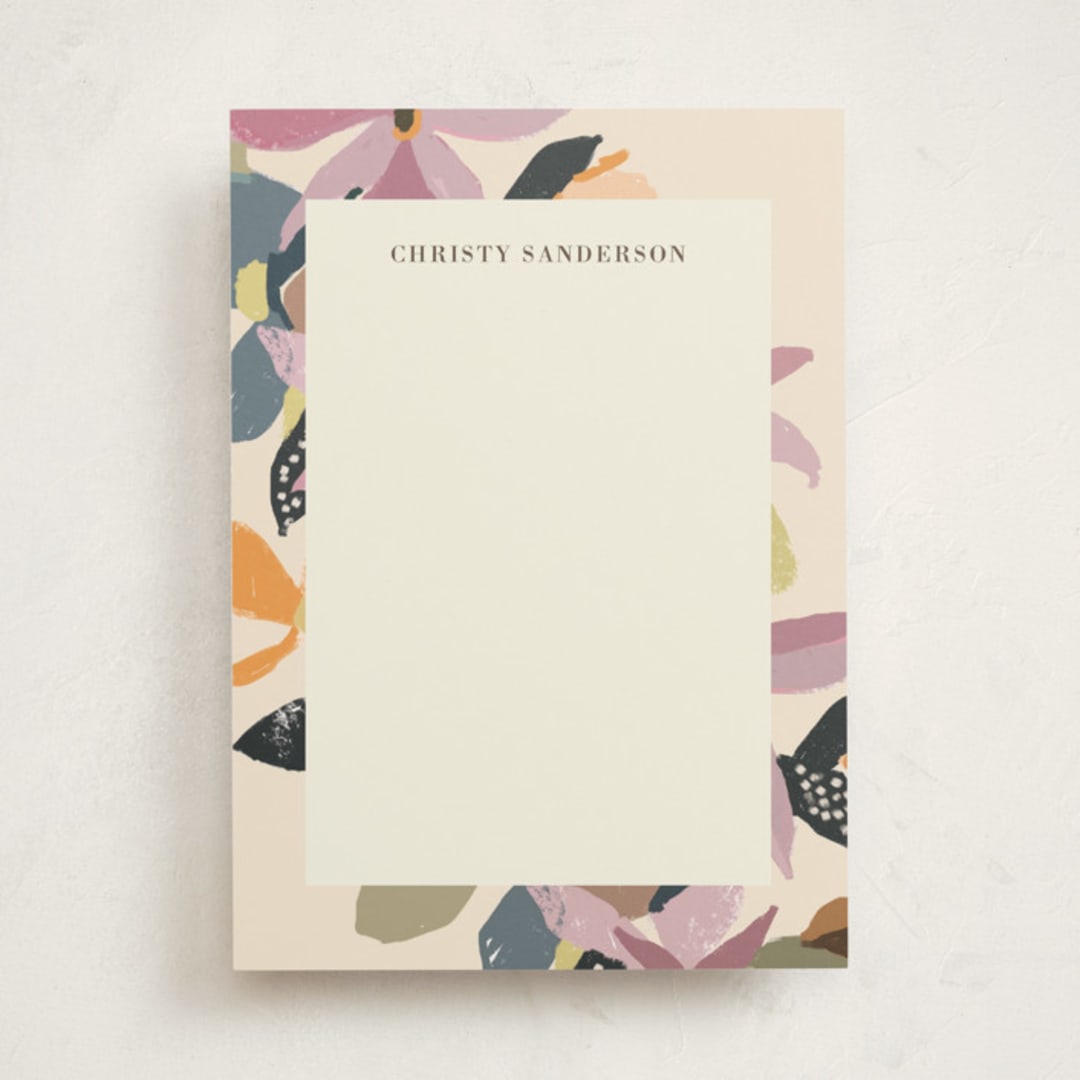 "flower press" - Personalized Stationery Cards in Mauve by Peony Rose Design - Front