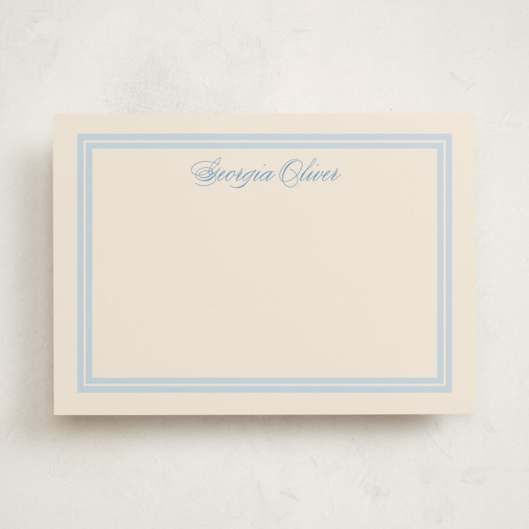 "Classic Start" - Personalized Stationery Cards in Powder Blue by Carolyn MacLaren - Front