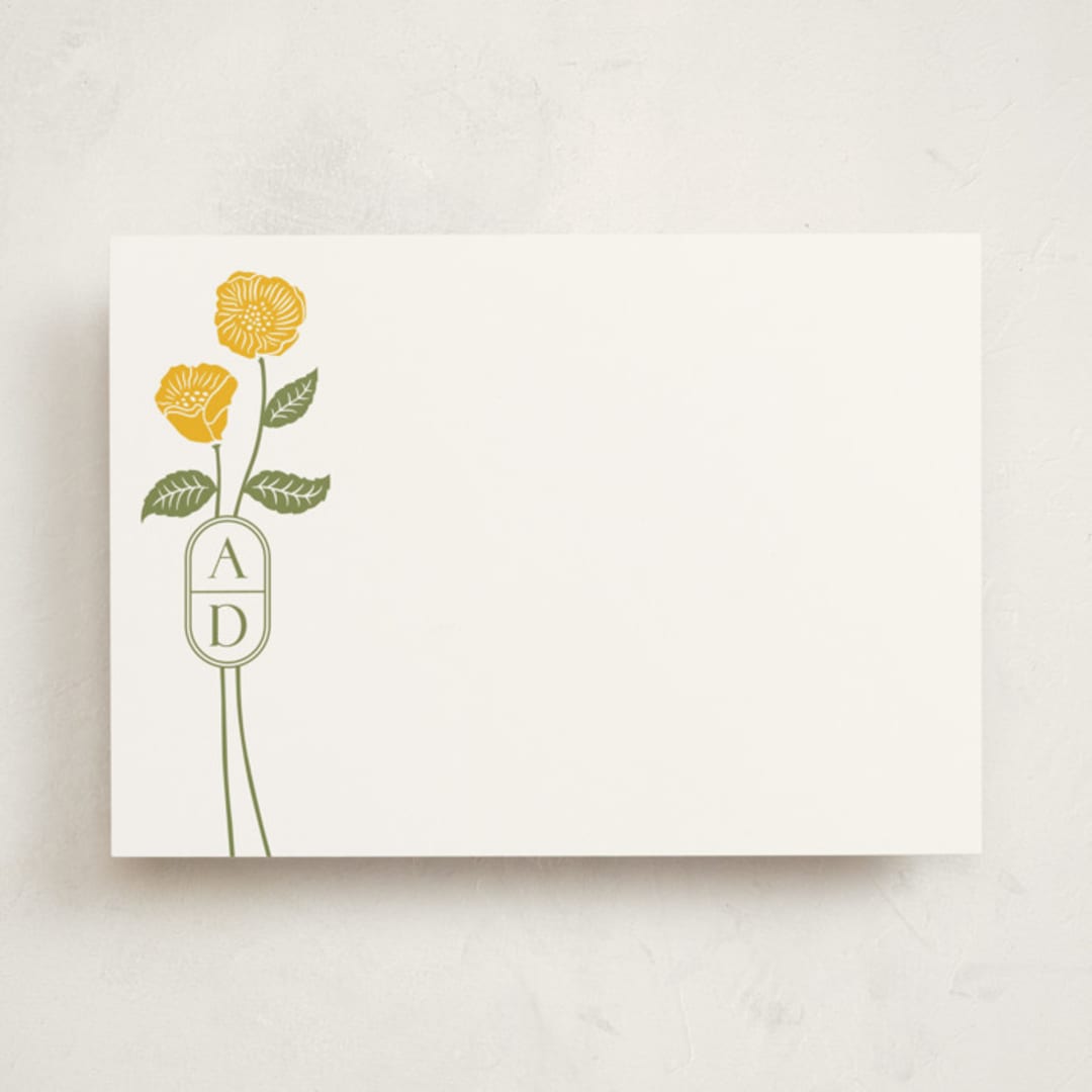 "cottage flowers" - Personalized Stationery Cards in Buttercup by Jessica Yeo - Front