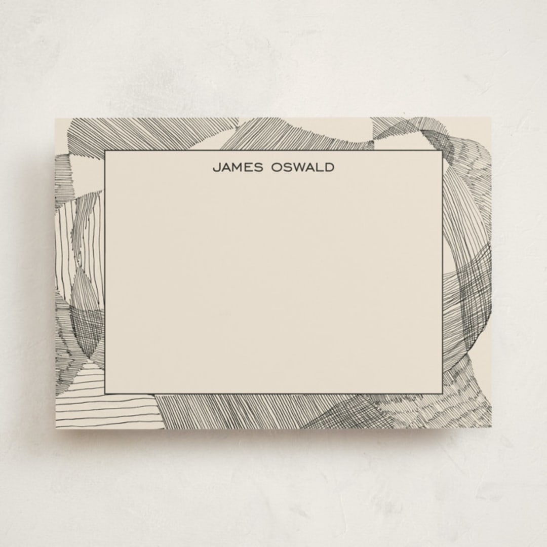 "Random Land" - Personalized Stationery Cards in Ivory Black by Catilustre - Front