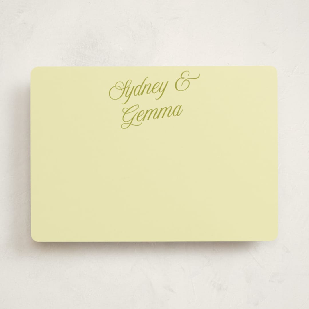 "Bloom" - Personalized Stationery Cards in Caribbean Citrus by Morgan Kendall - Front