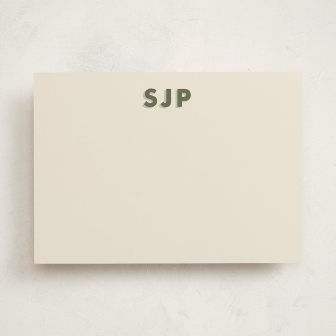 "shadowed" - Personalized Stationery Cards in Olive by Ellen Schlegelmilch - Front