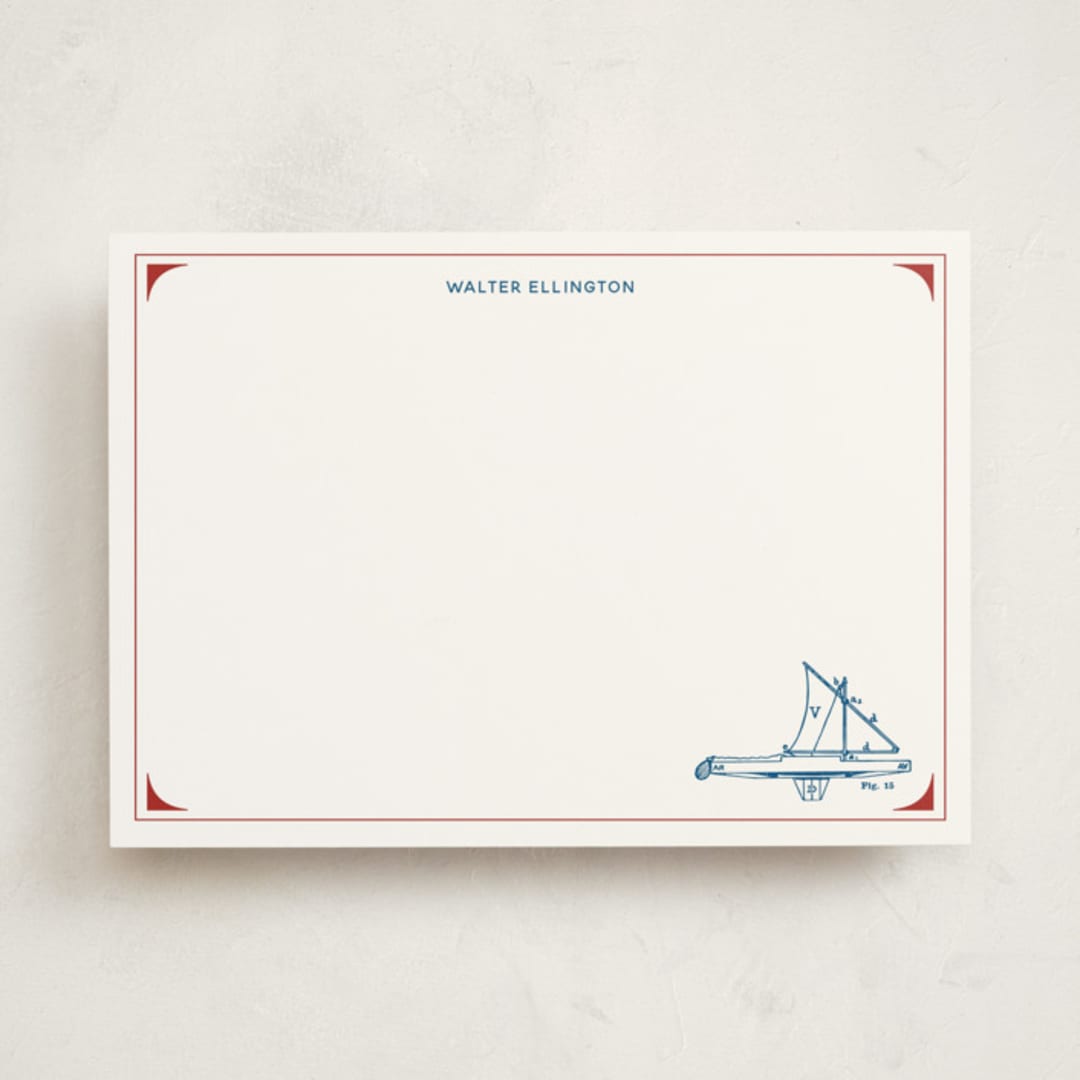"Sail Away" - Personalized Stationery Cards in Cherry by Chris Ferebee - Front