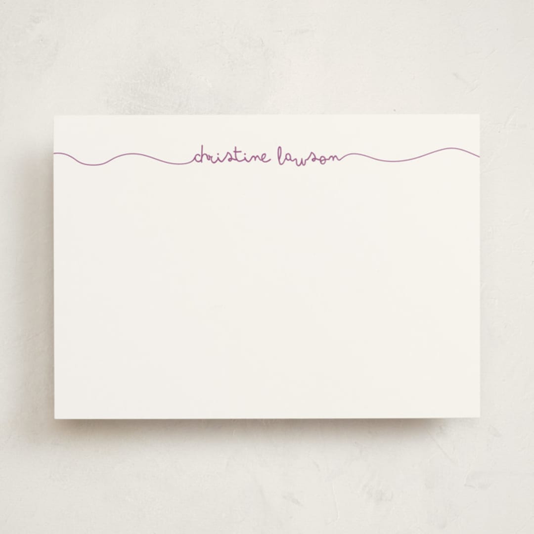 "Purple Thread" - Personalized Stationery Cards in Orchid by Riri Fabian - Front