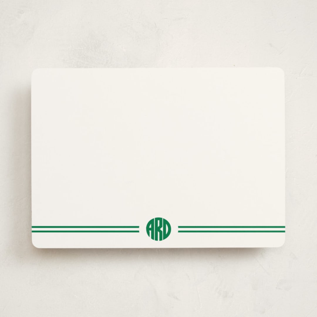 "Circled" - Personalized Stationery Cards in Kelly by Jenna Holcomb - Front