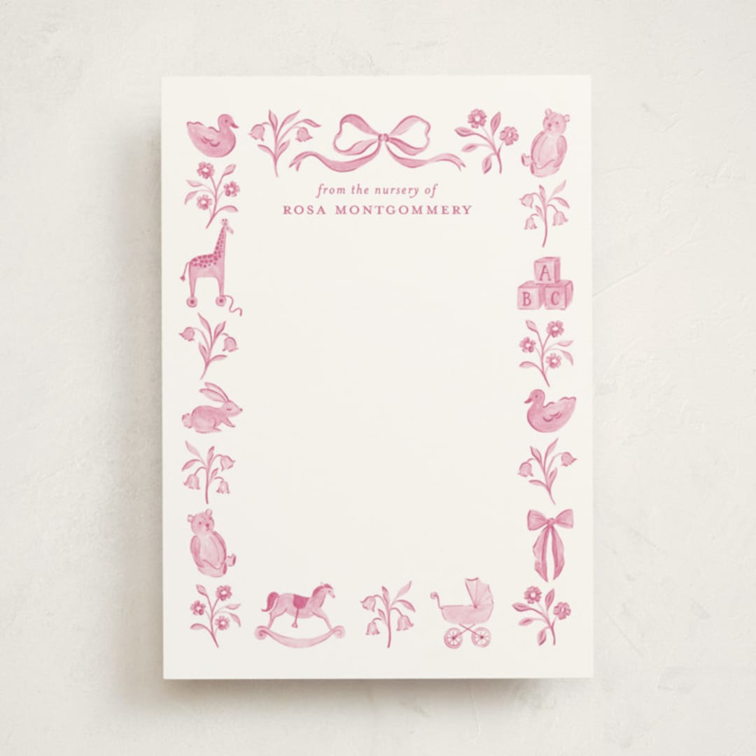 "Rosa" - Personalized Stationery Cards in Peony by Sarah Knight - Front