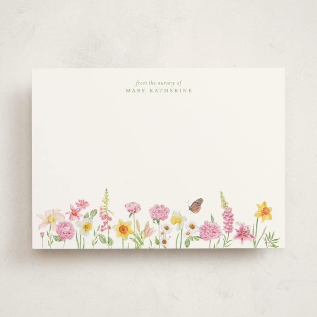 "Spring Garden" - Personalized Stationery Cards in Garden by Bayberry Kate - Front