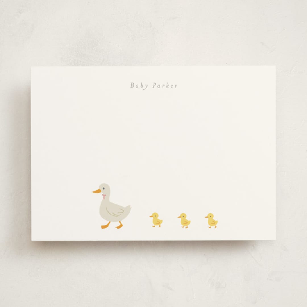 "Baby Ducks" - Personalized Stationery Cards in Buttercup by Angela Thompson - Front