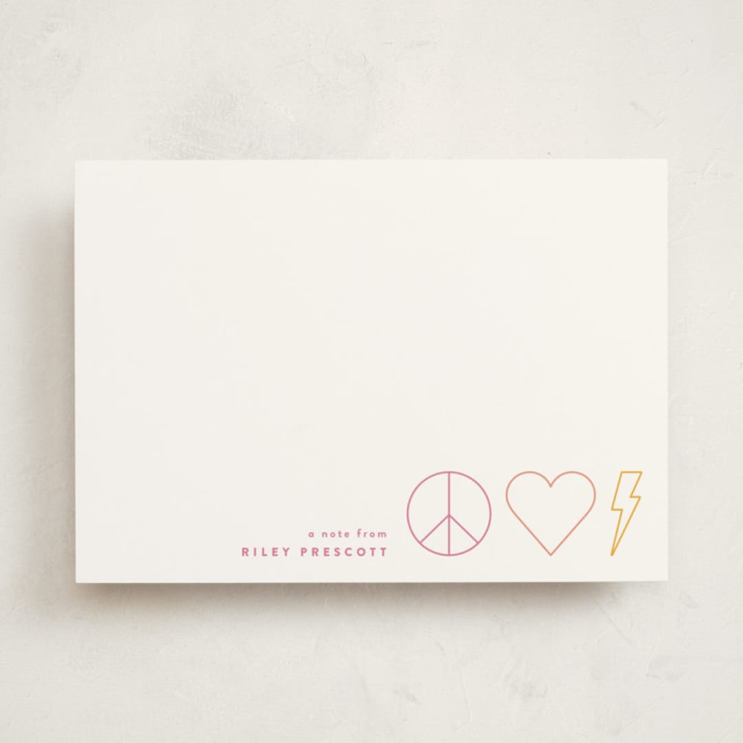 "Peace and Love" - Personalized Stationery Cards in Fairy by Alexandra Cohn - Front