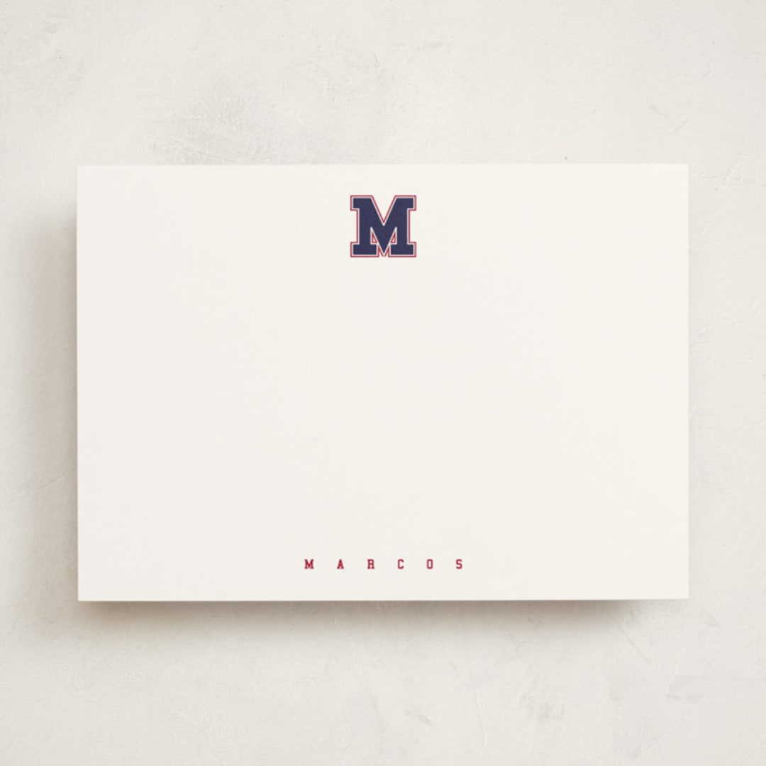 "varsity" - Personalized Stationery Cards in Patriot by Kamala Nahas - Front