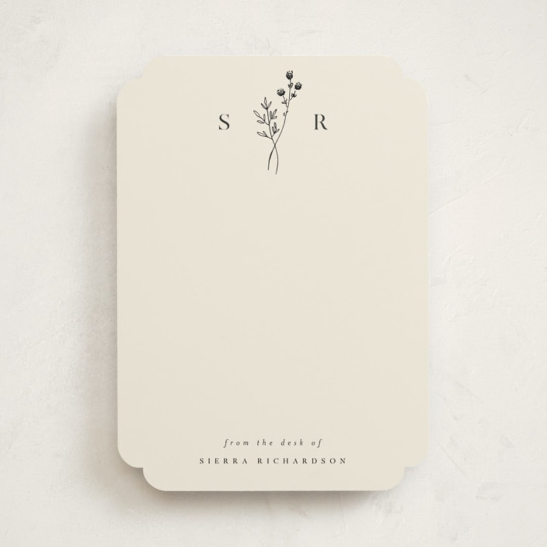 "Botanical Monogram" - Personalized Stationery Cards in Linen by Kelly Schmidt - Front