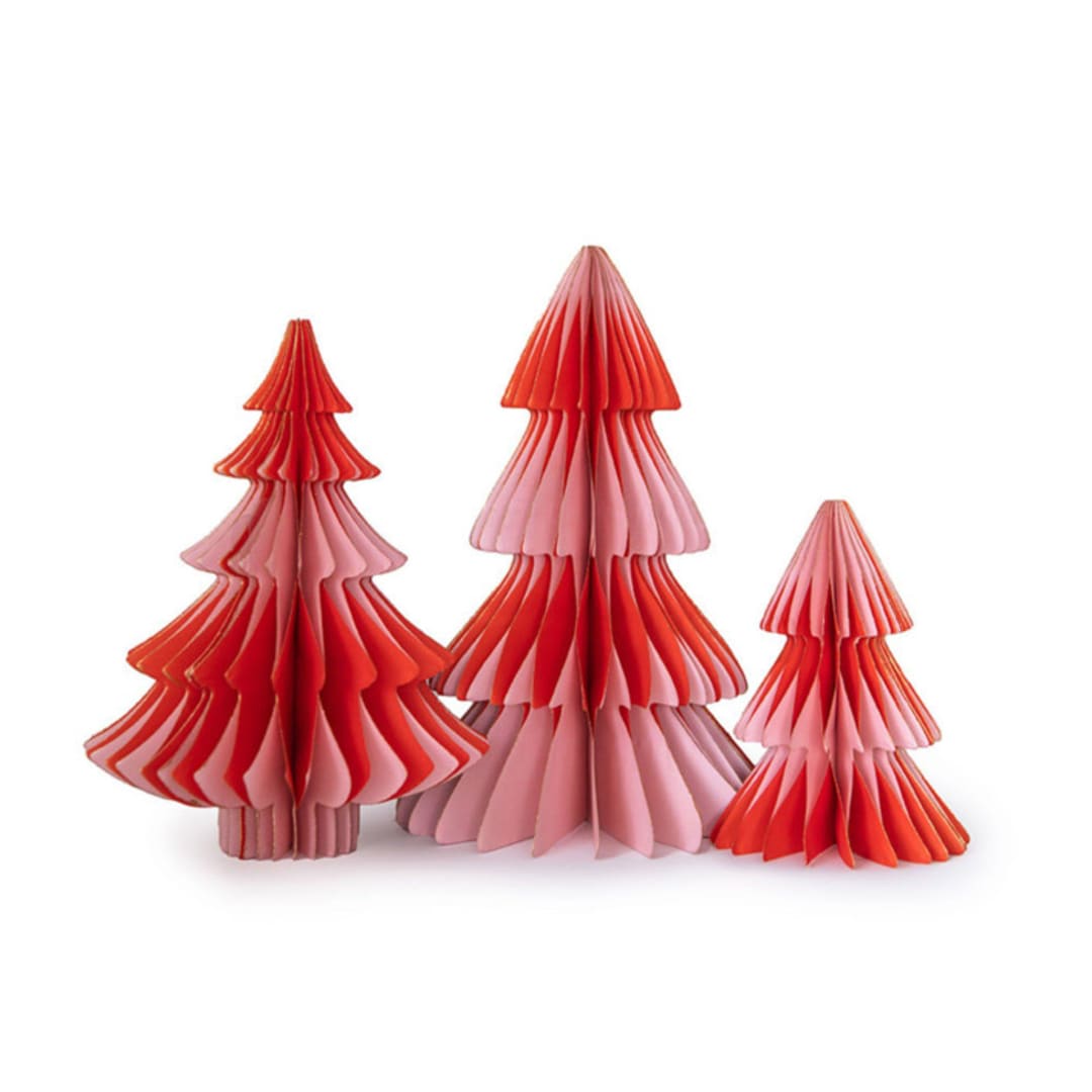 "Pink & Red Tree Honeycomb Set" - Party Table Decor in red by Jollity and Co
