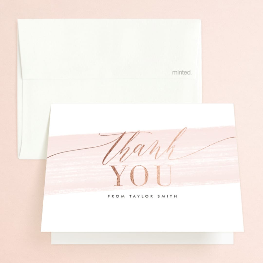 "Effervescent" - Bridal Shower Thank You Cards in Blush by Kristie Kern - Front