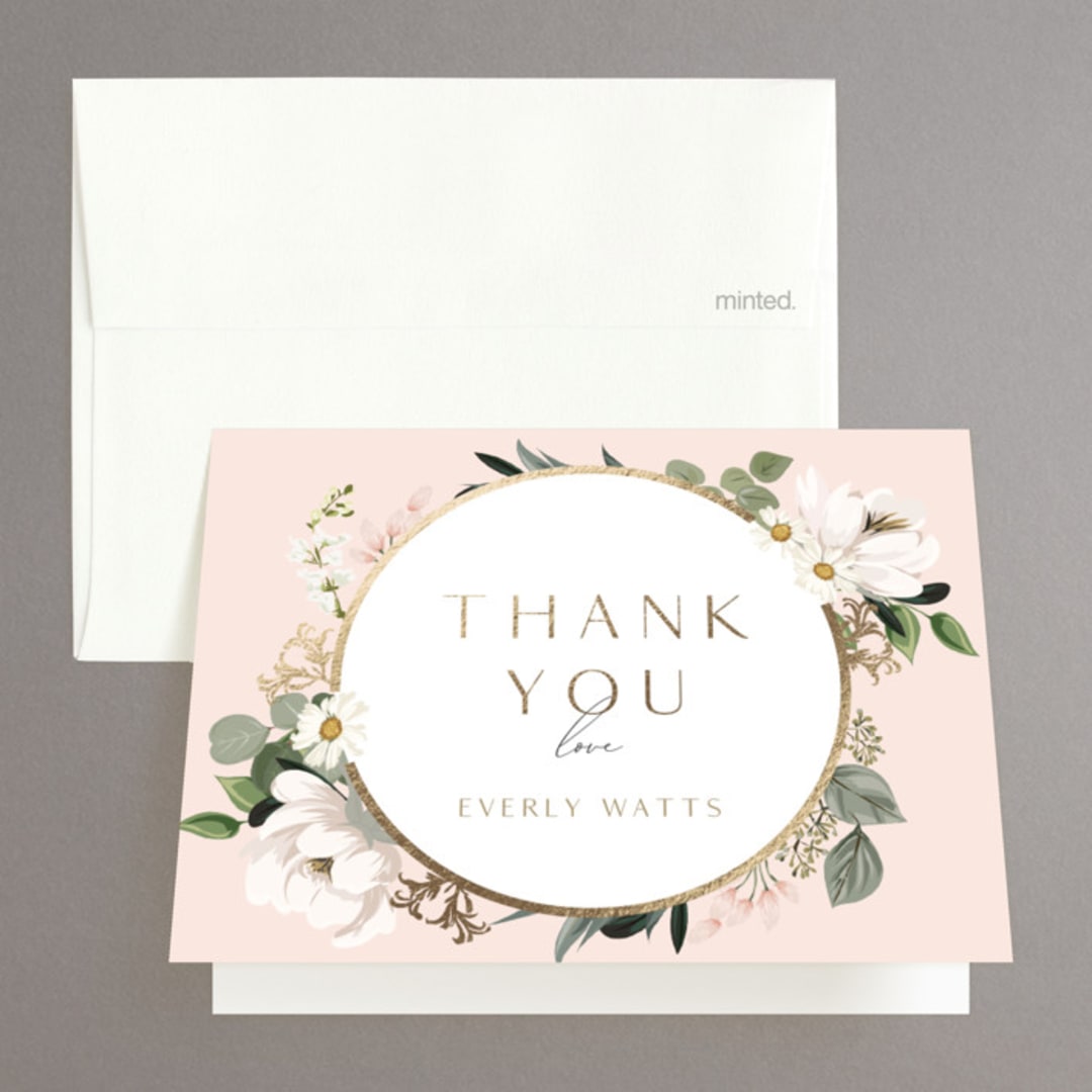 "Country Garden" - Bridal Shower Thank You Cards in Petal by Susan Moyal - Front