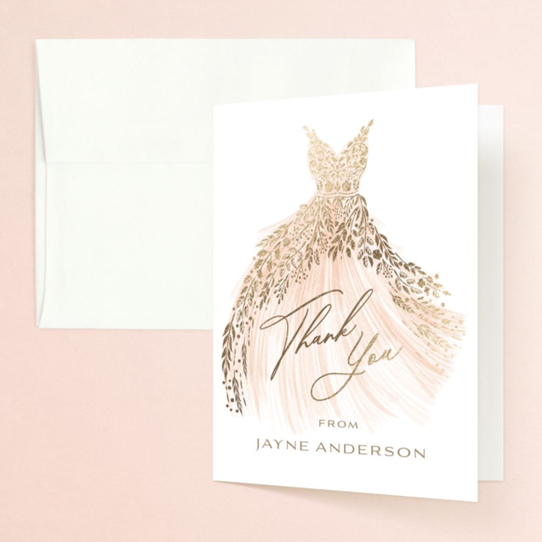 "Here Comes the Bride" - Bridal Shower Thank You Cards in Coral by Paper Sun Studio - Front