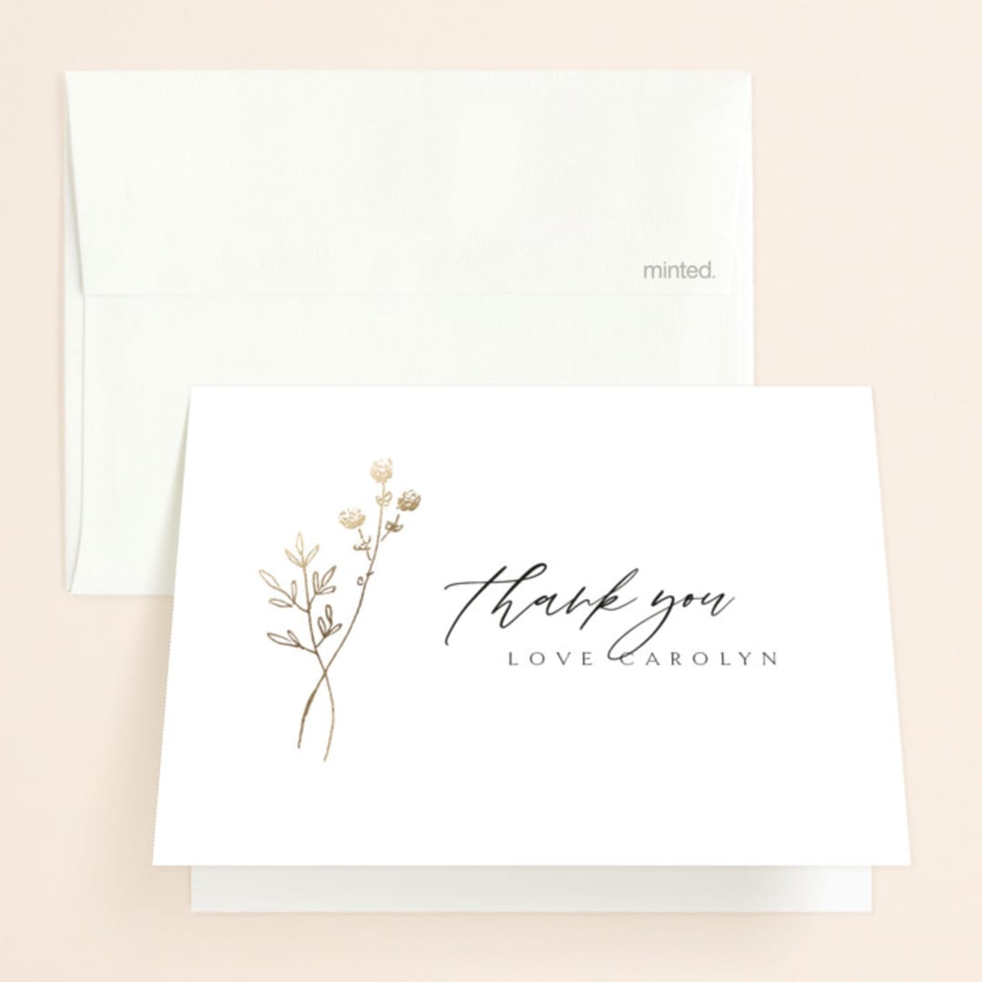 "rustic elegance" - Bridal Shower Thank You Cards in Silk by Kelly Schmidt - Front