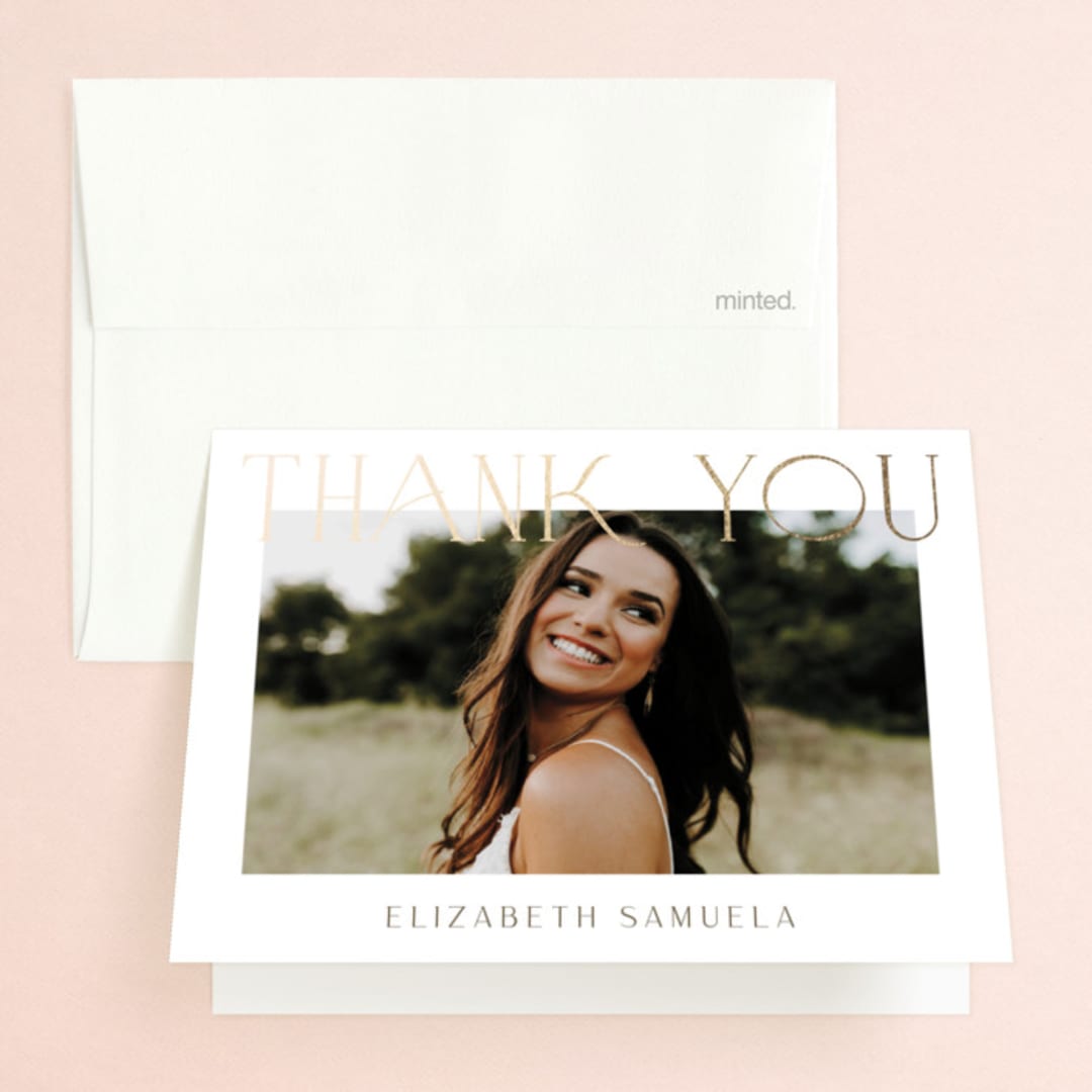 "Modern Take" - Bridal Shower Thank You Cards in Snow by Yaling Hou Suzuki - Front