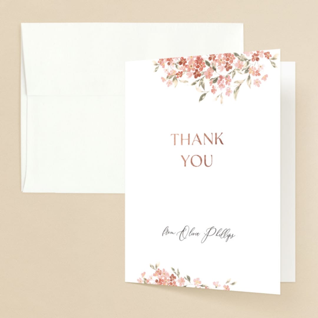"Botanical Cheers" - Bridal Shower Thank You Cards in Petal by Itsy Belle Studio - Front