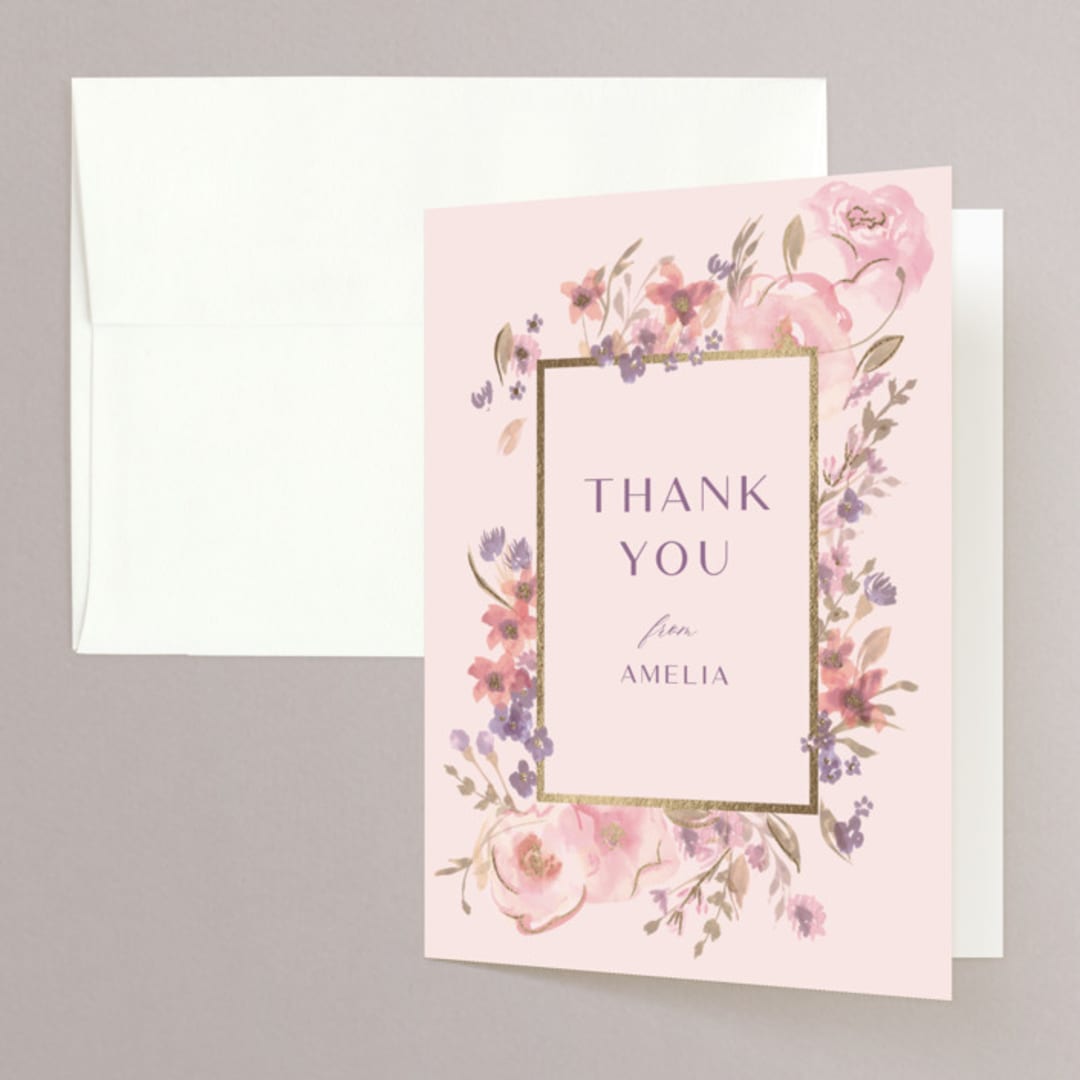 "Sweet Dreams" - Bridal Shower Thank You Cards in Blush by Teju Reval - Front