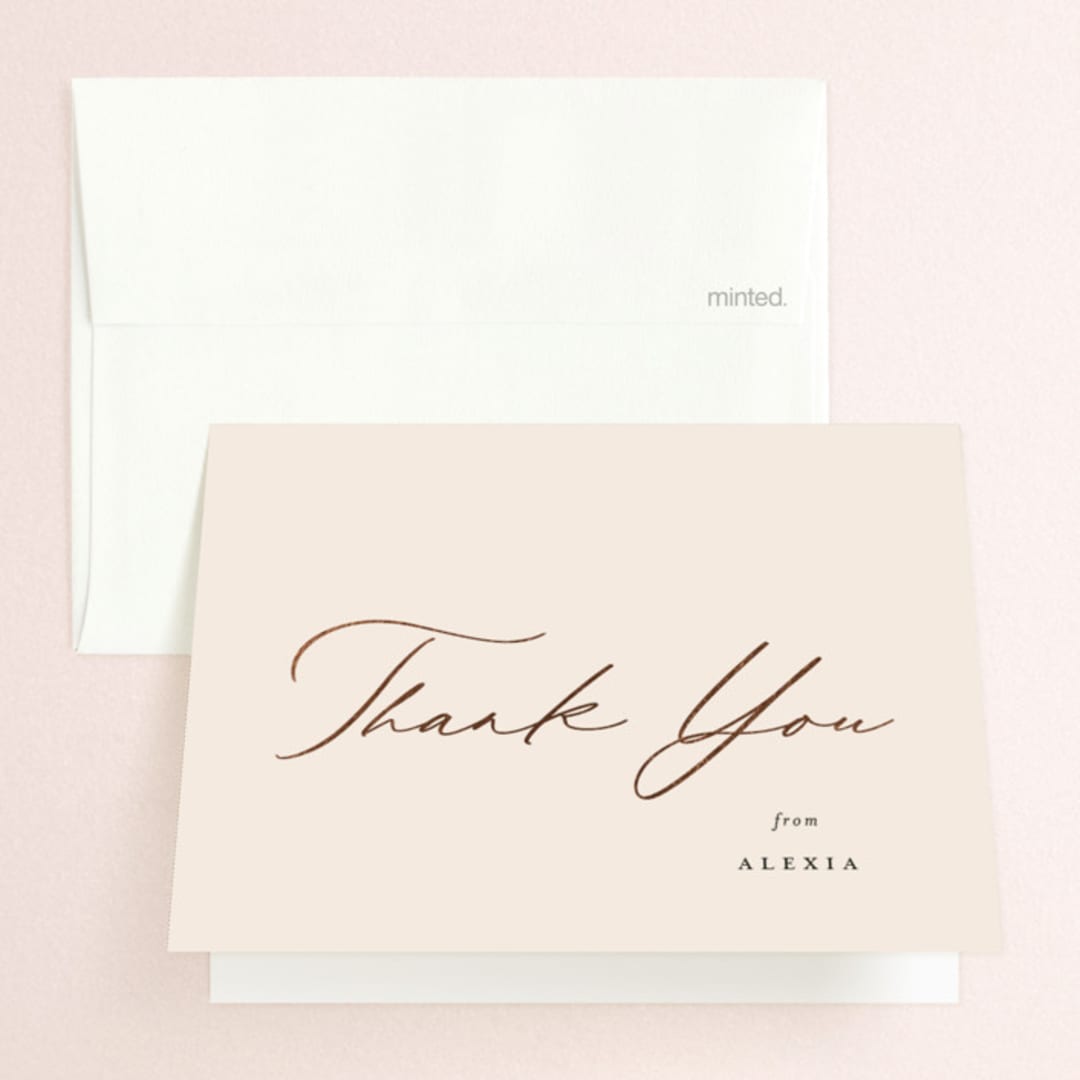 "Elegant Side" - Bridal Shower Thank You Cards in Buttercream by Carolyn MacLaren - Front