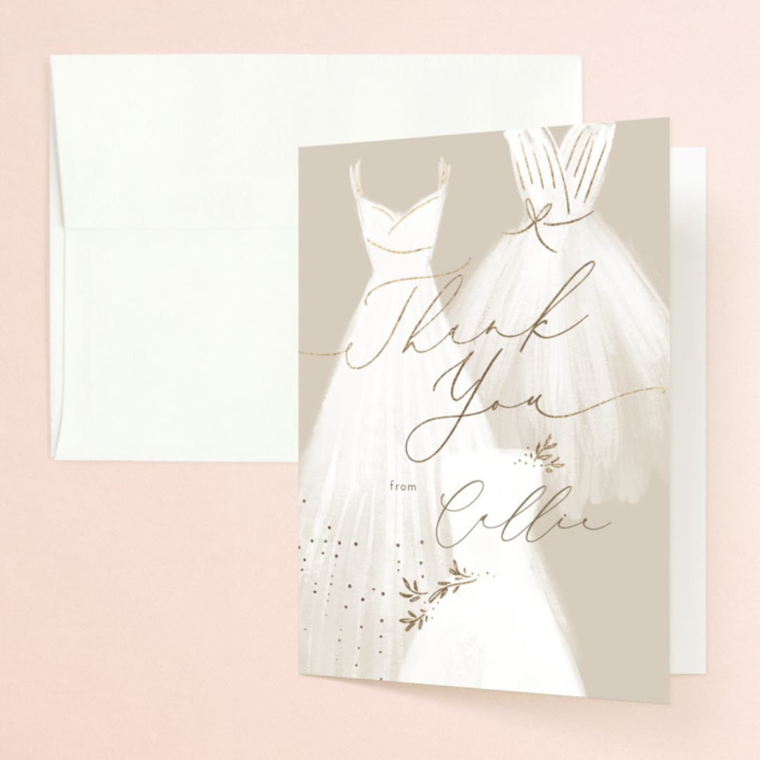 "dressed up" - Bridal Shower Thank You Cards in Champagne by Rebecca Durflinger - Front