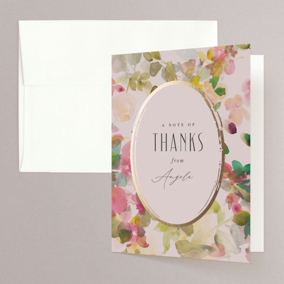 "floral jewels" - Bridal Shower Thank You Cards in Wild Berry by Lori Wemple - Front