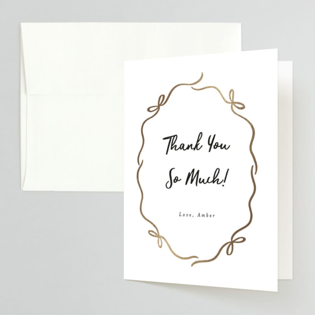 "Casual bows" - Bridal Shower Thank You Cards in Snow by Alethea and Ruth - Front