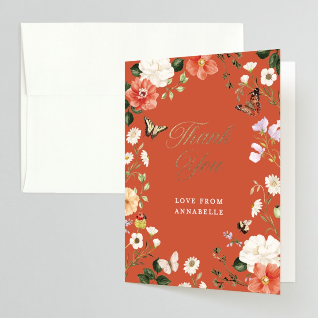 "Fleur" - Bridal Shower Thank You Cards in Verona Sunset by Sarah Knight - Front