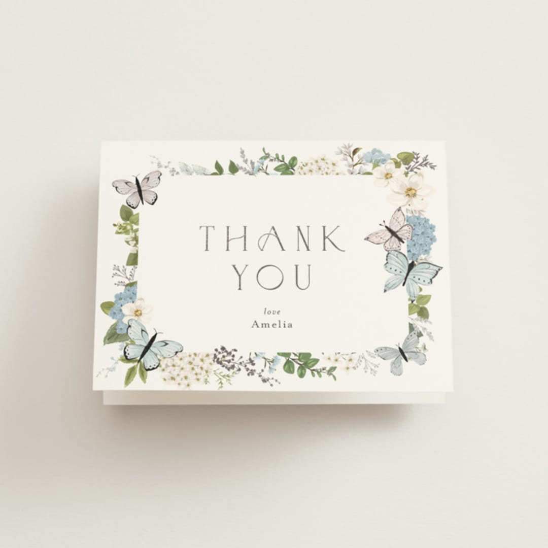 "Garden Love" - Bridal Shower Thank You Cards in Periwinkle by Susan Moyal - Front