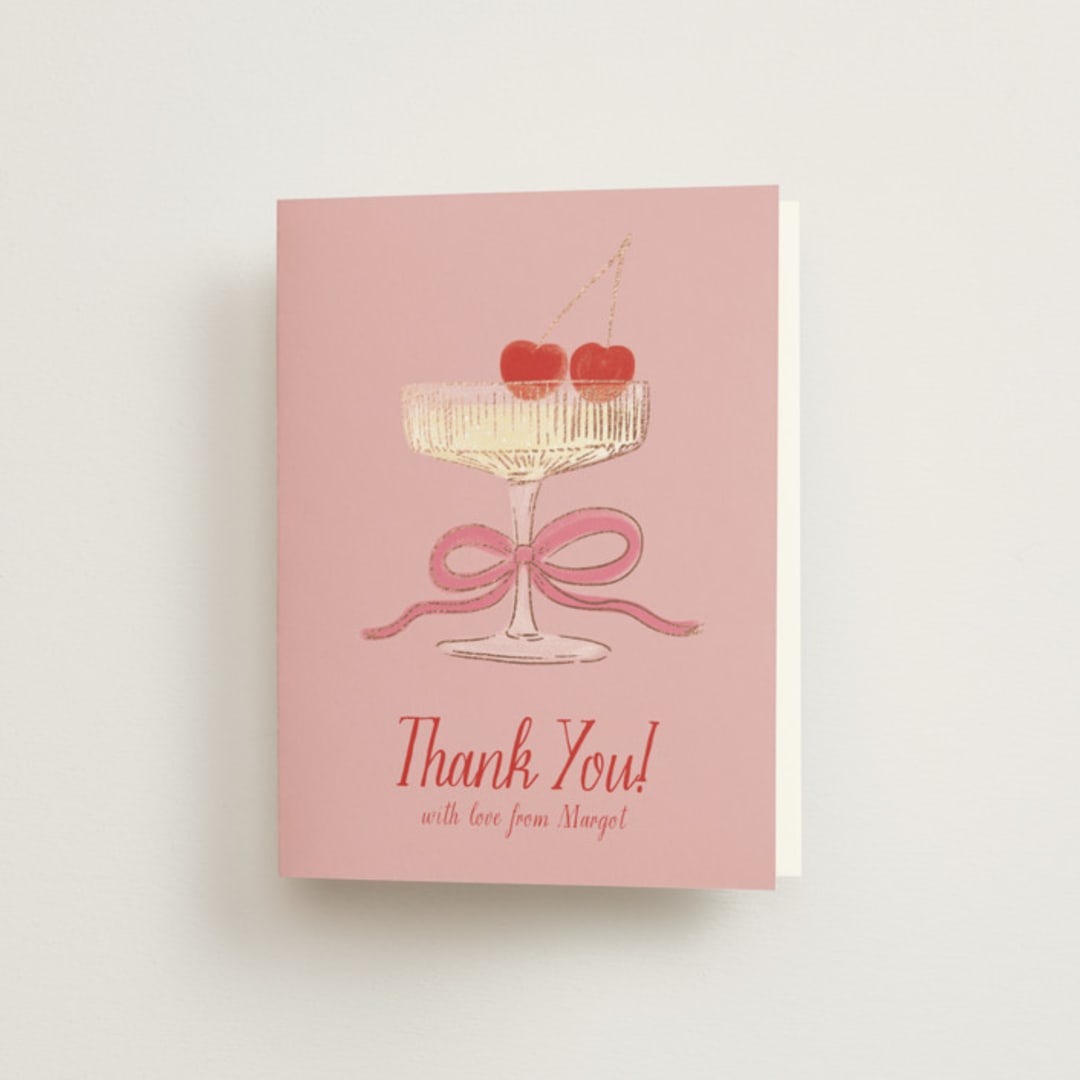 "Mon Cheri" - Bridal Shower Thank You Cards in Cherry Blossom by Jenna Holcomb - Front