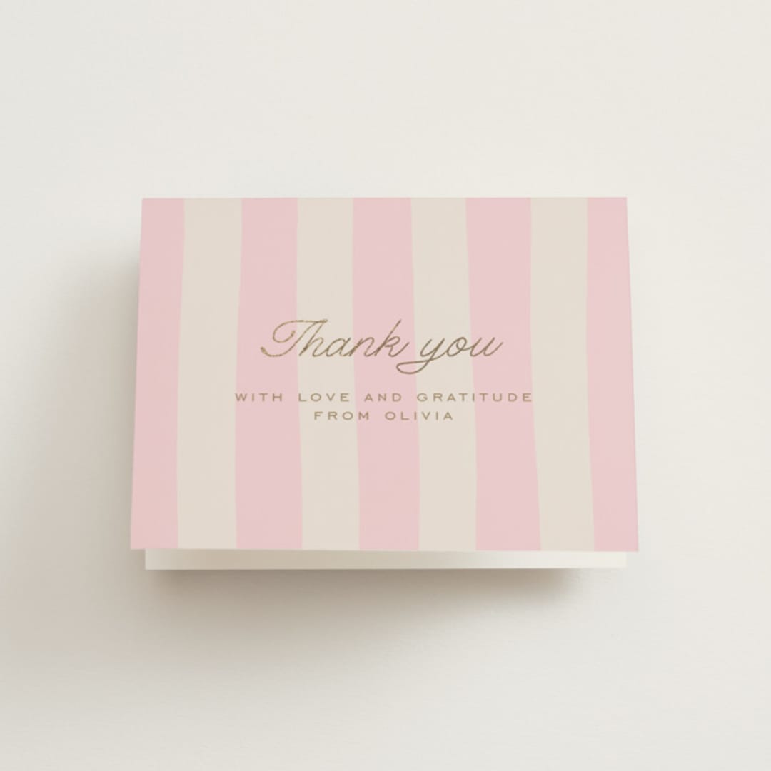 "Macaron Box" - Bridal Shower Thank You Cards in Rose by Leia Matt - Front